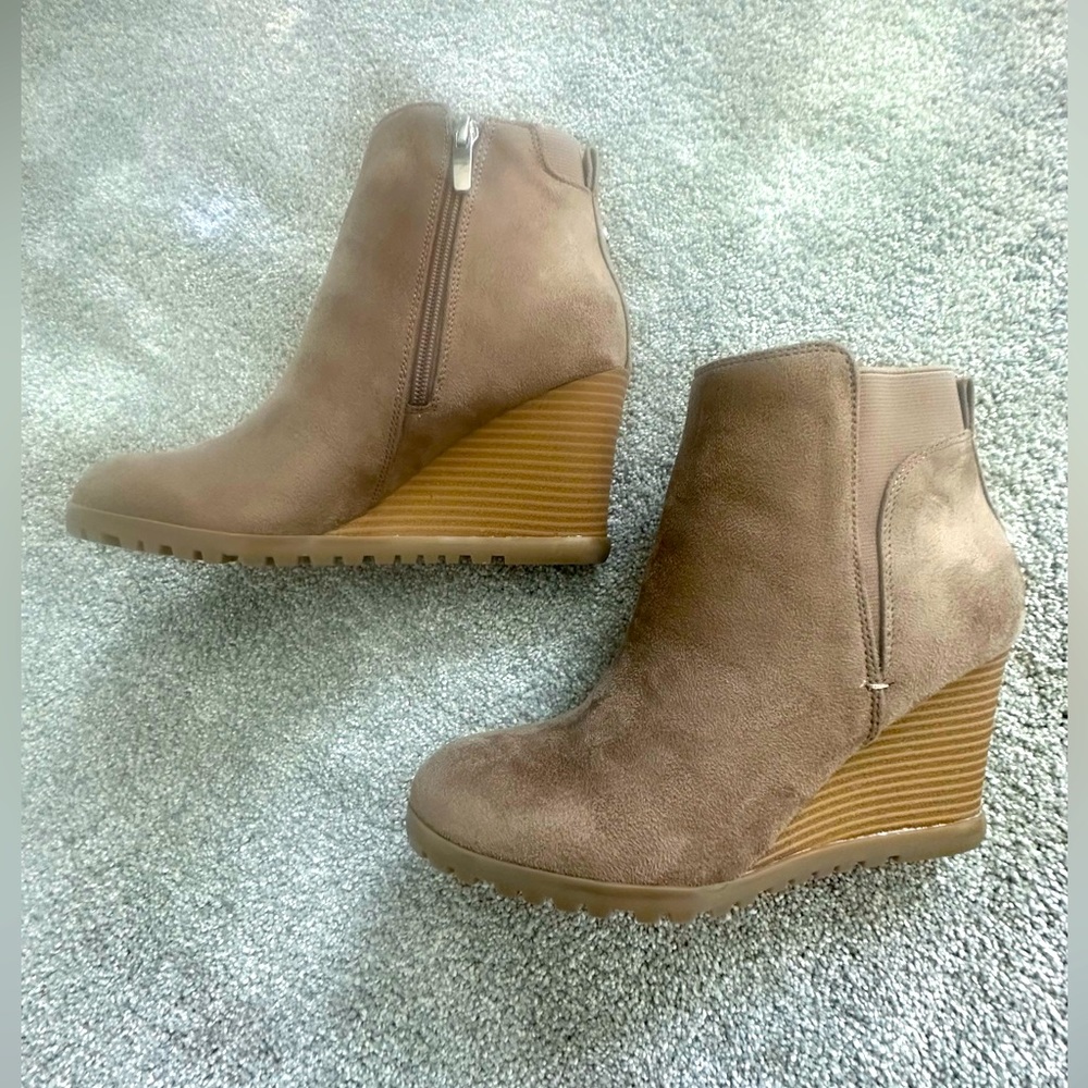 NINE WEST Suede Wedge Booties - Size 7 1/2